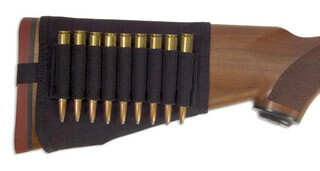 Elite Survival rifle buttstock ammunition holder, black denier nylon construciton.